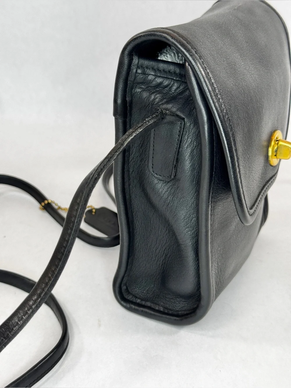 Vintage Coach Scooter Bag 9893 Black Leather Turnlock Crossbody USA Made